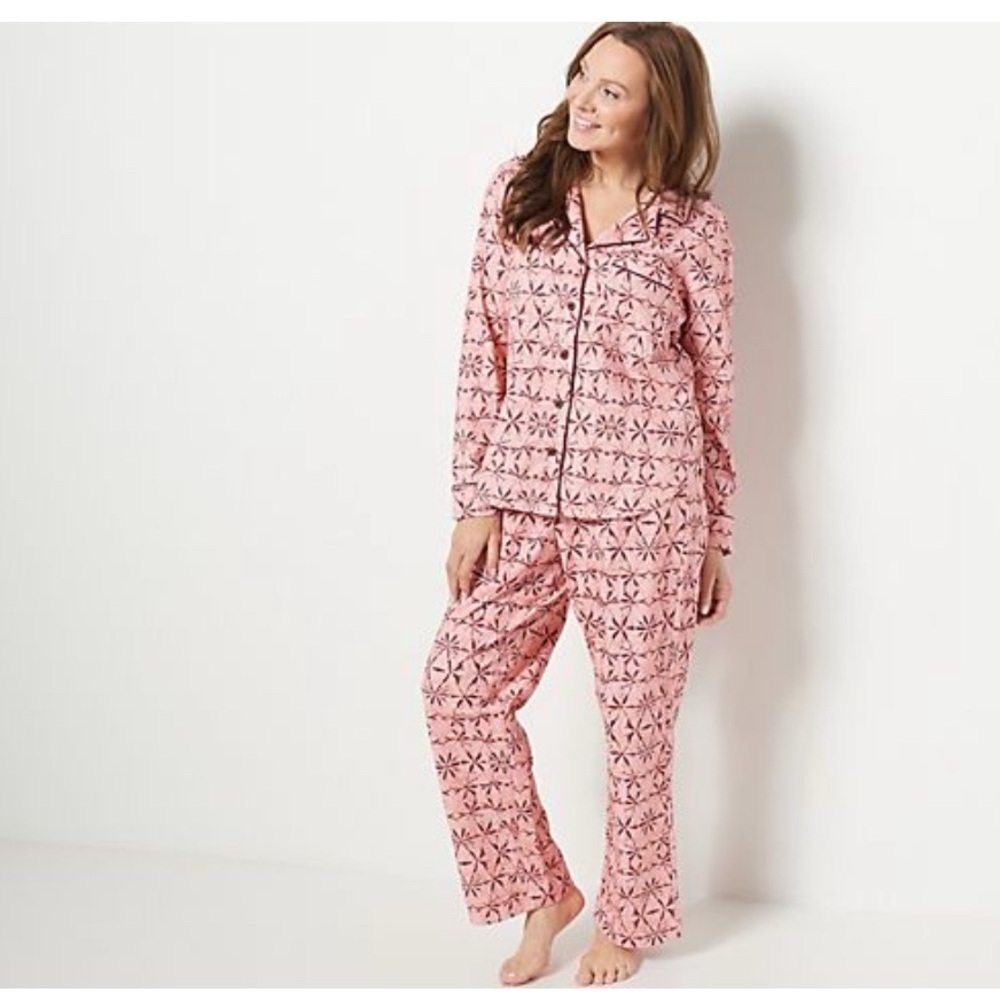 Rebecca Minkoff Brushed Cotton Pink Shibori Rose Patterned Women's Pajama SZ 1X